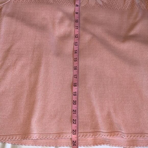 Alfred Dunner Pink Short-Sleeve Knit Top With Floral Lace Detail Womens Size L - Picture 9 of 9
